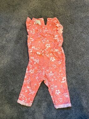Carter's Coral Floral Ruffle Romper for Girls